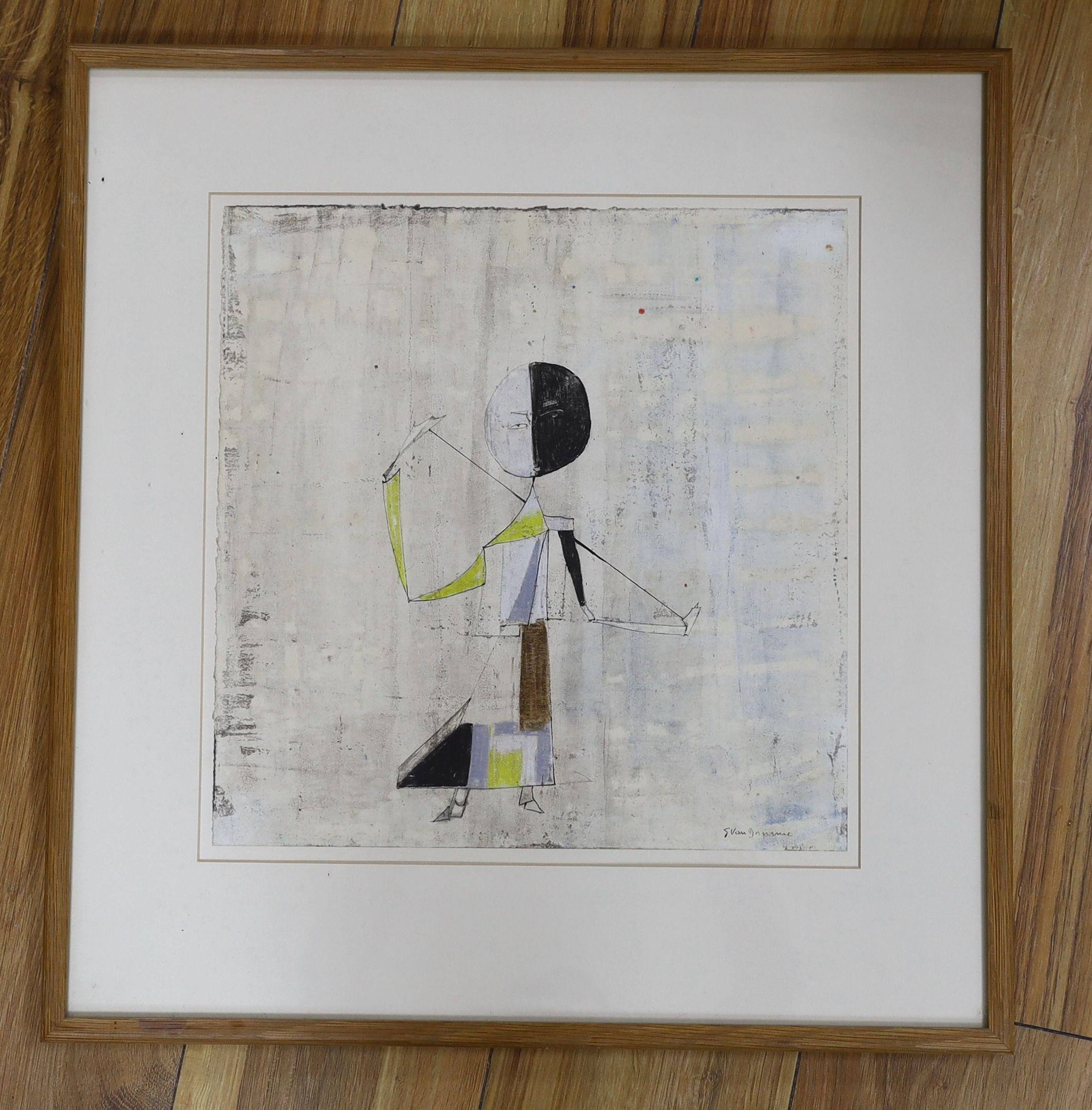 Suzanne Van Damme (1901-1986), mixed media, Figure with kite, signed, 34 x 33cm